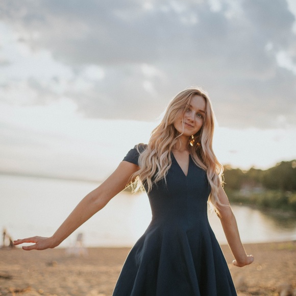 Navy Dress Halston Heritage Mini Dress Halston Heritage Woman